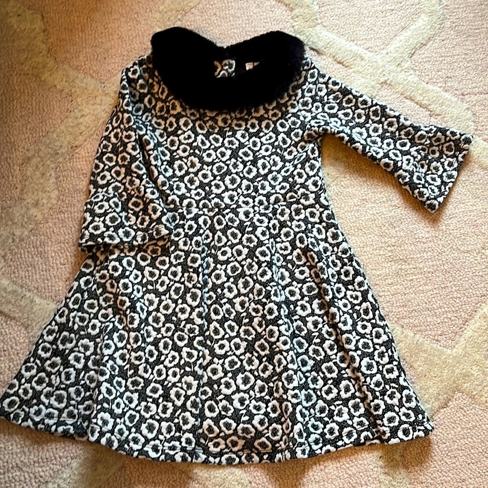 Janie and Jack bell sleeve fur collar dress